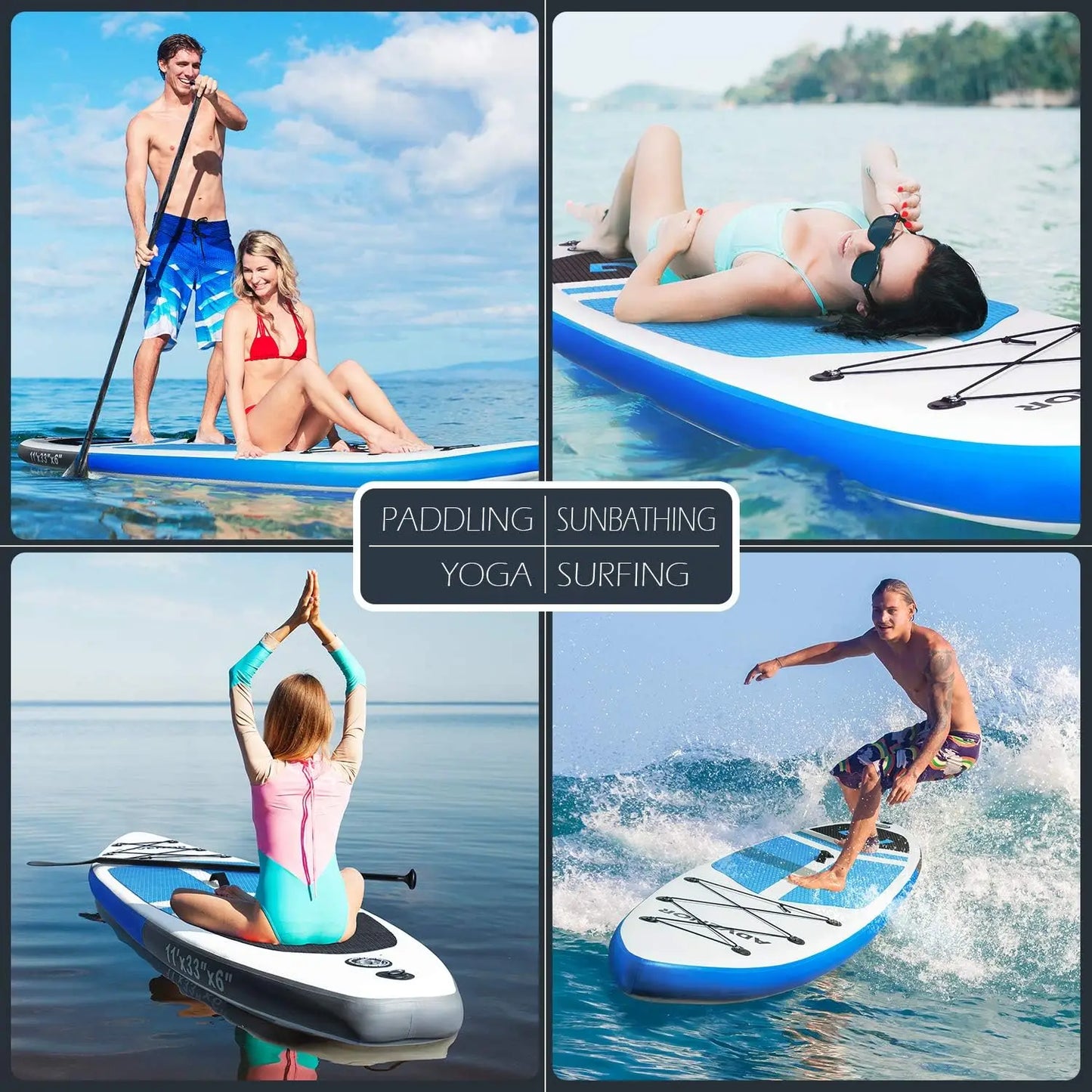 Extra Wide Inflatable Stand Up Paddle Board 11ft with Paddle and Pump