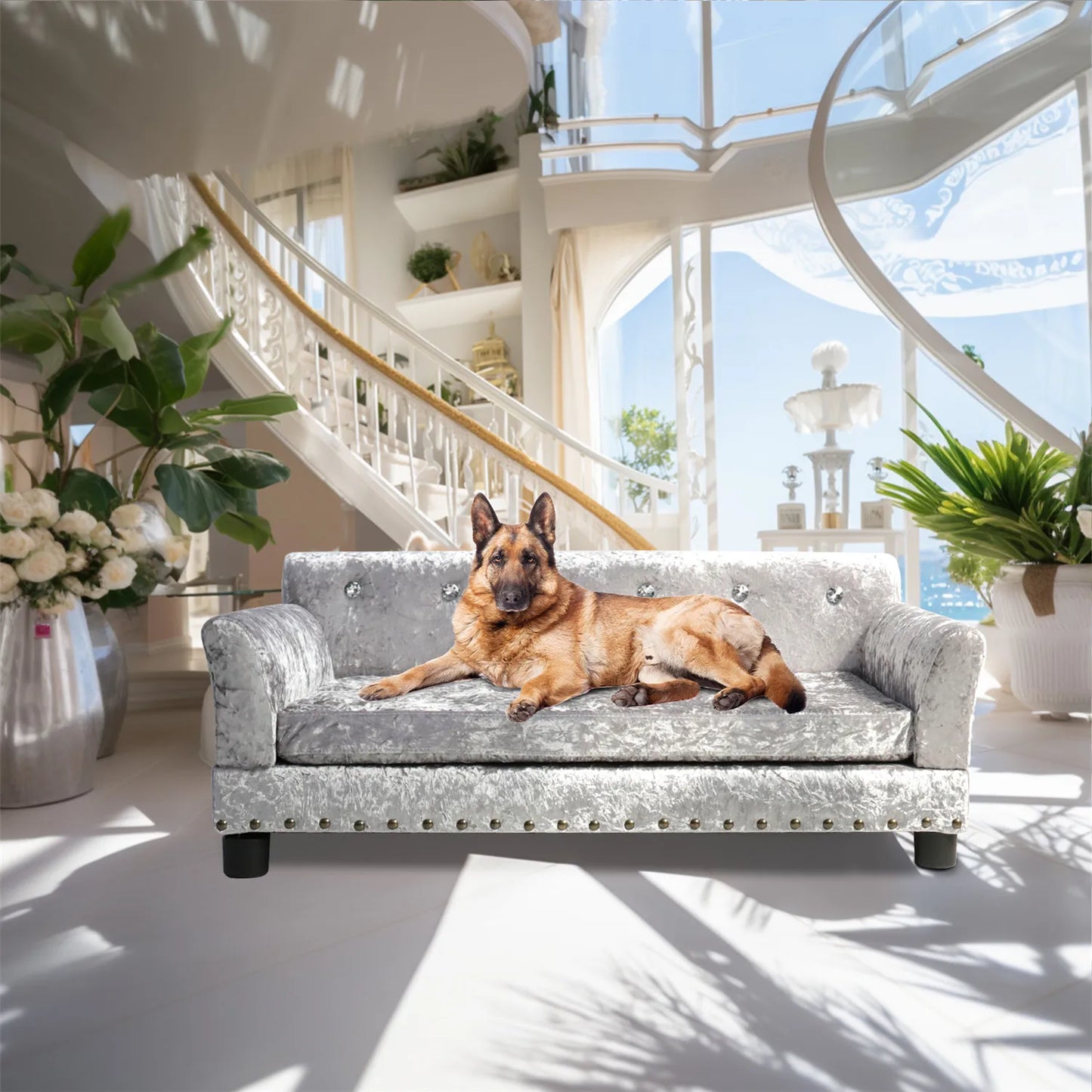 Deluxe Memory Foam Dog Sofa Bed Elevated Lounger