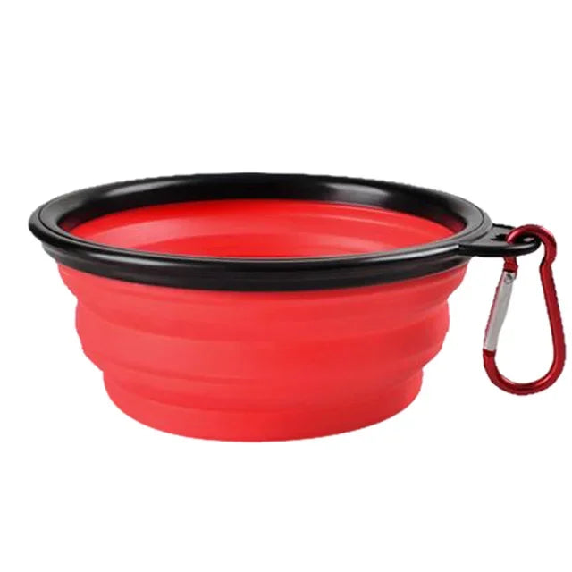 Collapsible Silicone Pet Bowl with Carabiner for Travel & Camping