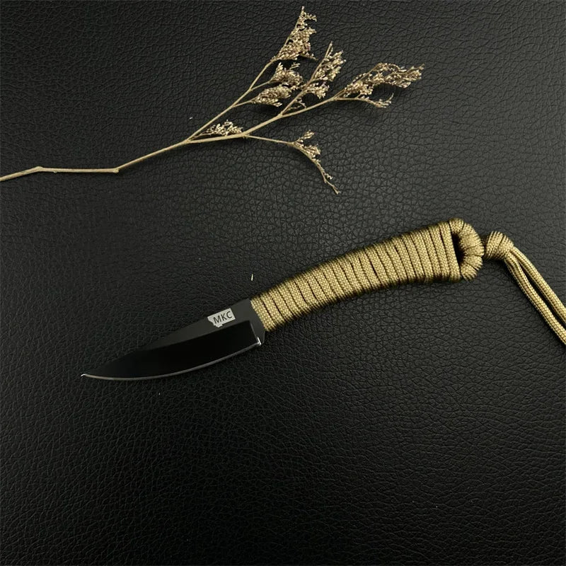 Fixed Blade Survival Knife with Nylon Rope Handle