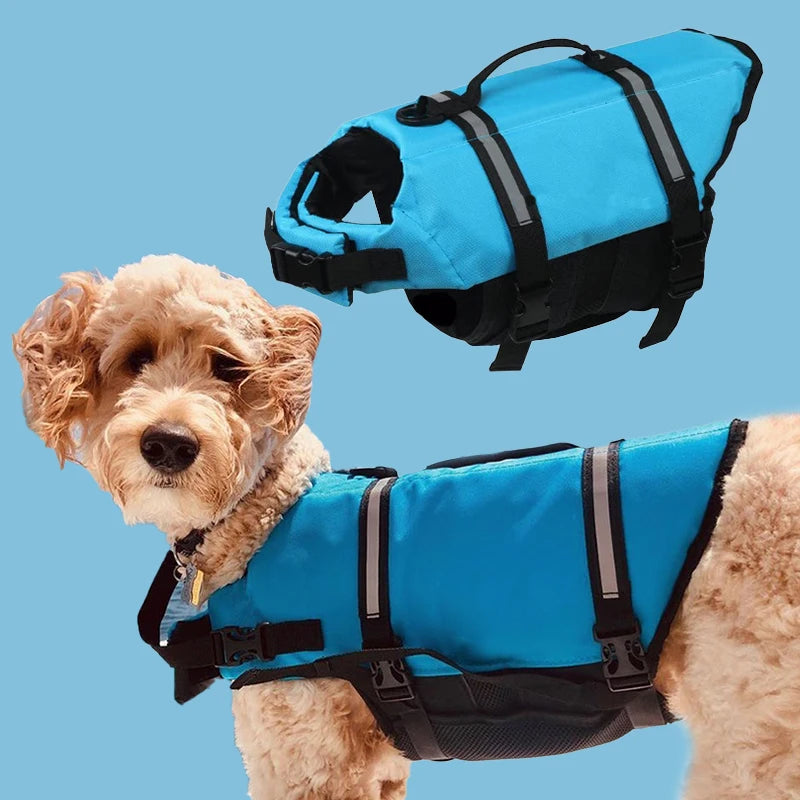 Reflective & Adjustable Life Jacket for Dogs with Rescue Handle for Swimming