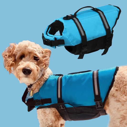 Reflective & Adjustable Life Jacket for Dogs with Rescue Handle for Swimming