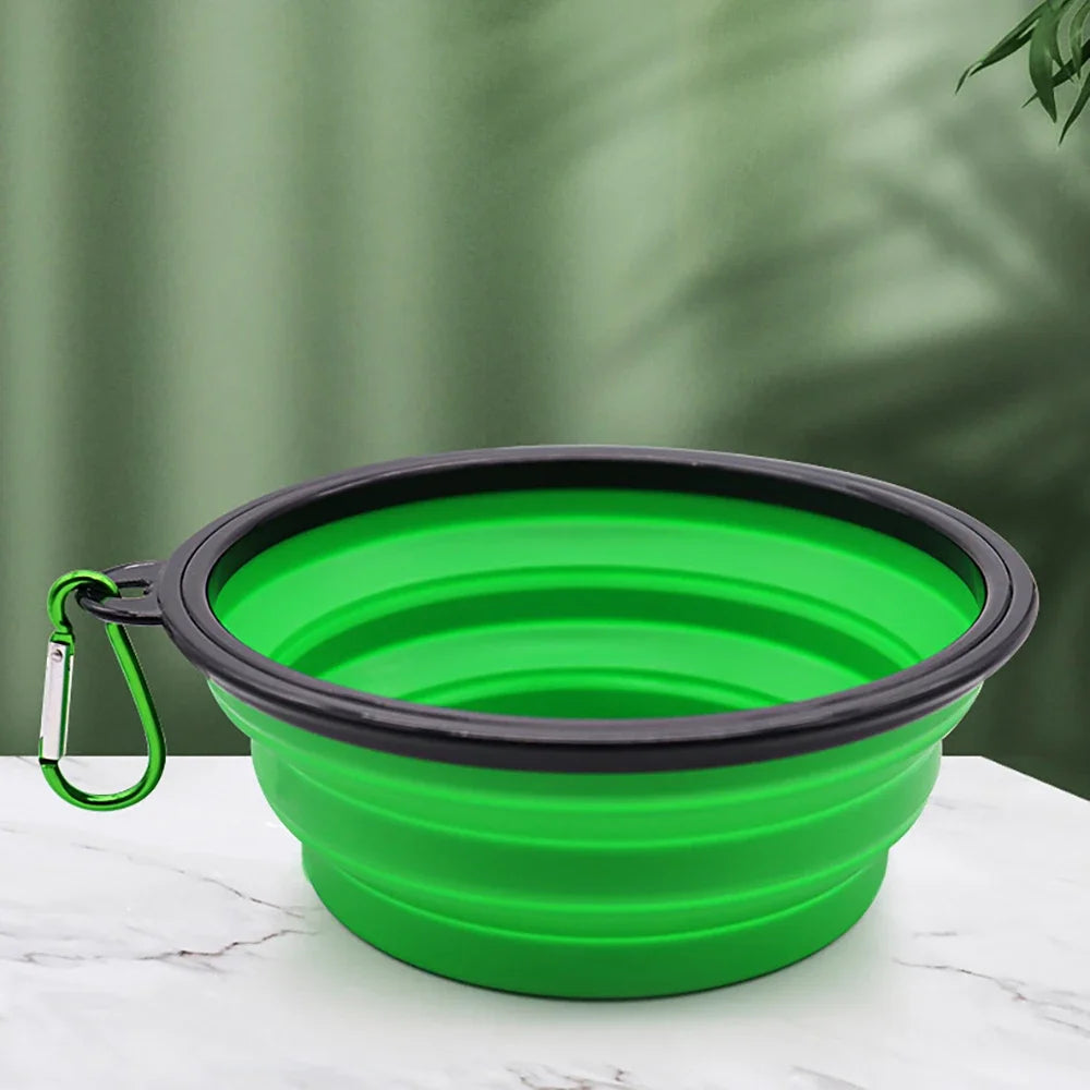 Outdoor Portable Collapsible Silicone Pet Bowl with Hanging Hook