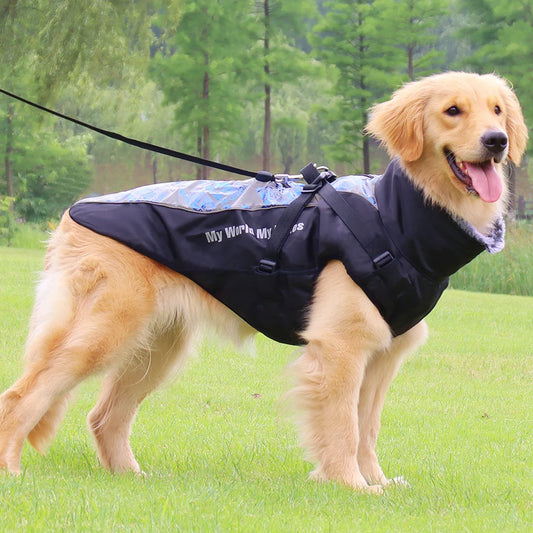 Large Dog Winter Jacket with Built-in Harness & Reflective Design