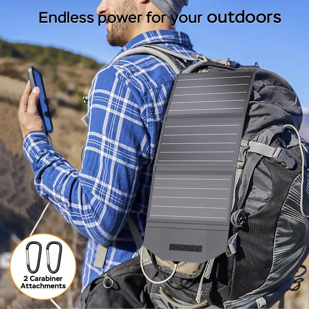 30W Foldable Solar Panel Charger with USB & DC Ports