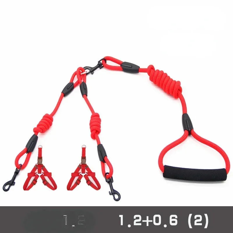 Double Dog Leash Coupler for Small Pets Nylon Twin Lead