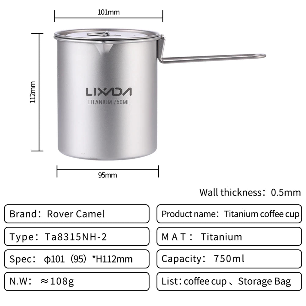 Water/Coffee Cup with Lid and Handle Outdoor Camping