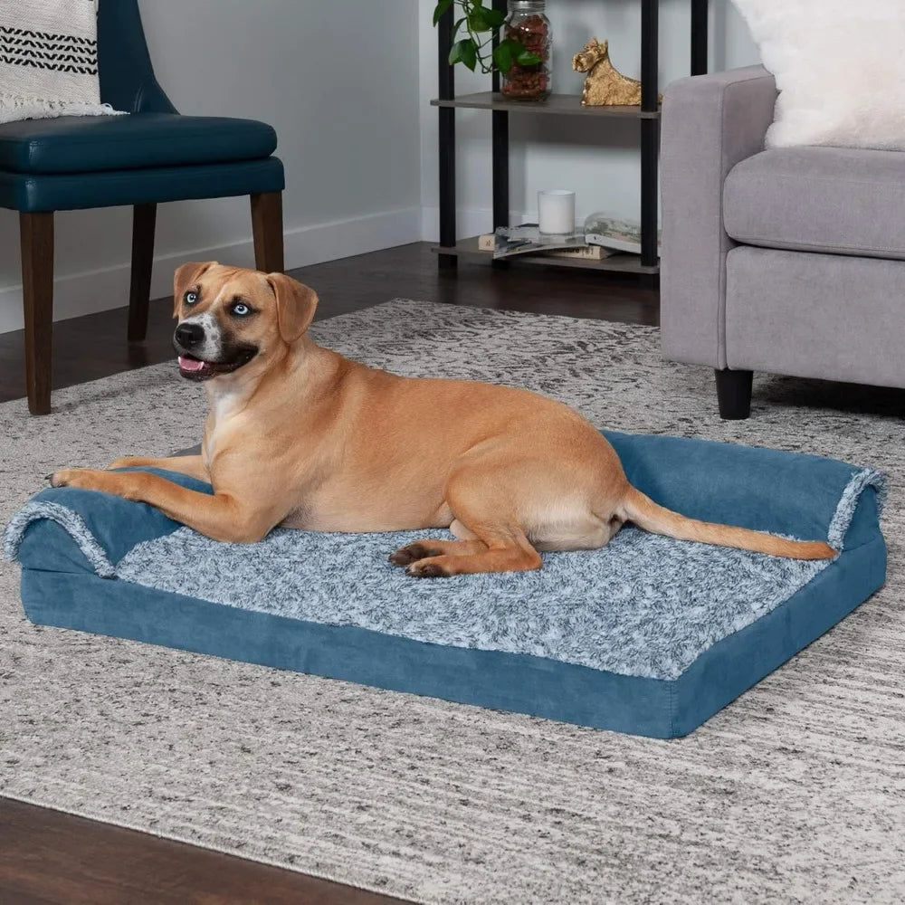 Cooling Gel Dog Bed with Removable Bolsters & Washable Cover for Medium & Large Dogs