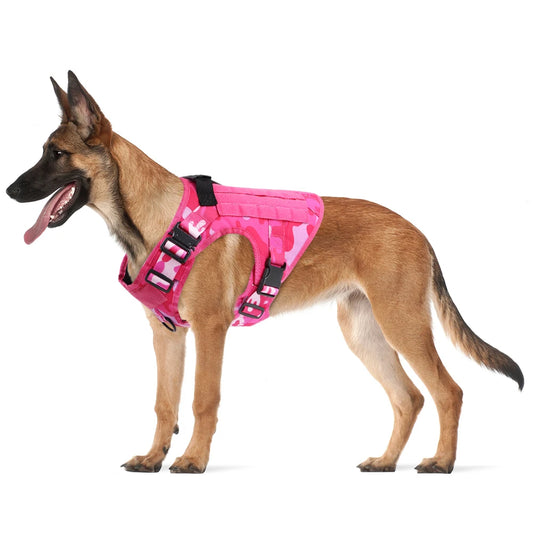 Pink Camouflage Adjustable Dog Harness and Leash for Large & Medium Dogs