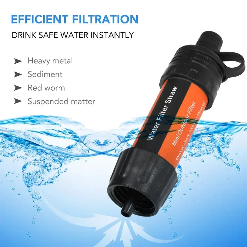 Outdoor Water Filter Straw Portable Water Purifier Survival Emergency Drinking Purifier Camping Hiking Backpacking Emergency