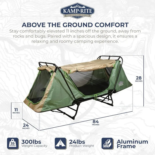 Kamp-Rite Quick Setup 1 Person Multifunctional Cot Convertible as Lounge Chair and Tent