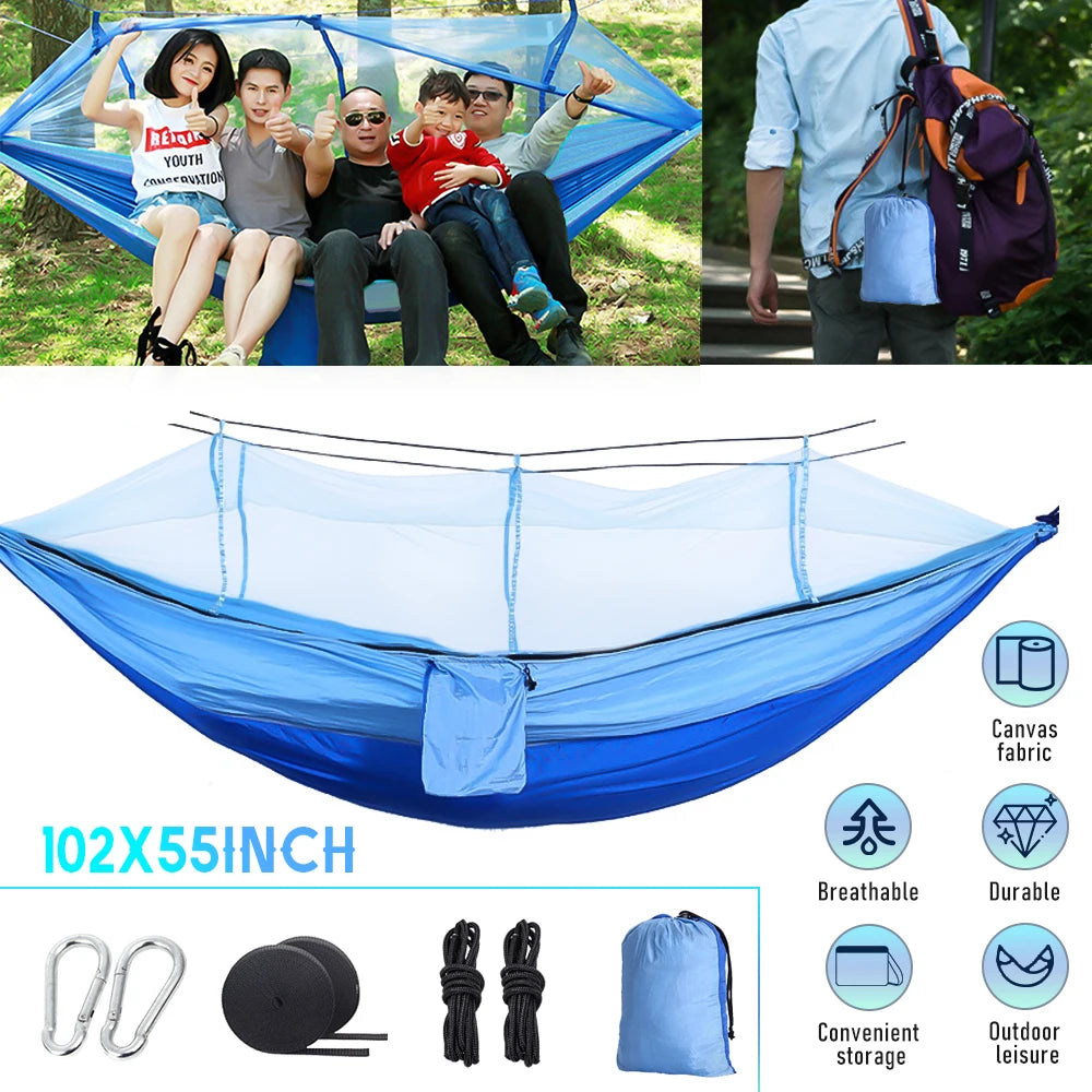 Automatic Quick-Opening Mosquito Net Hammock for Camping and Travel