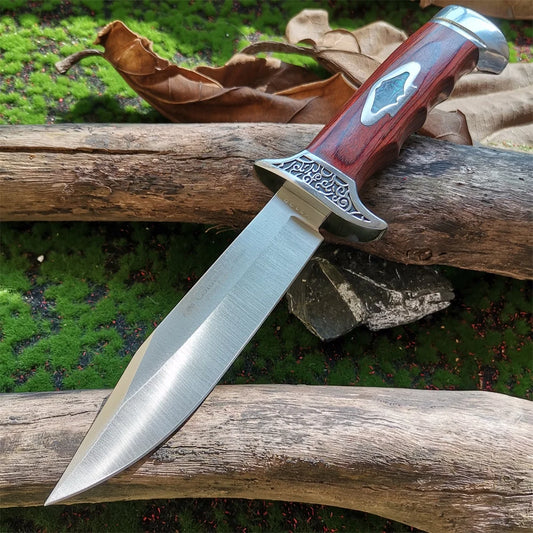 Fixed Blade Camping Knife with Wood Handle