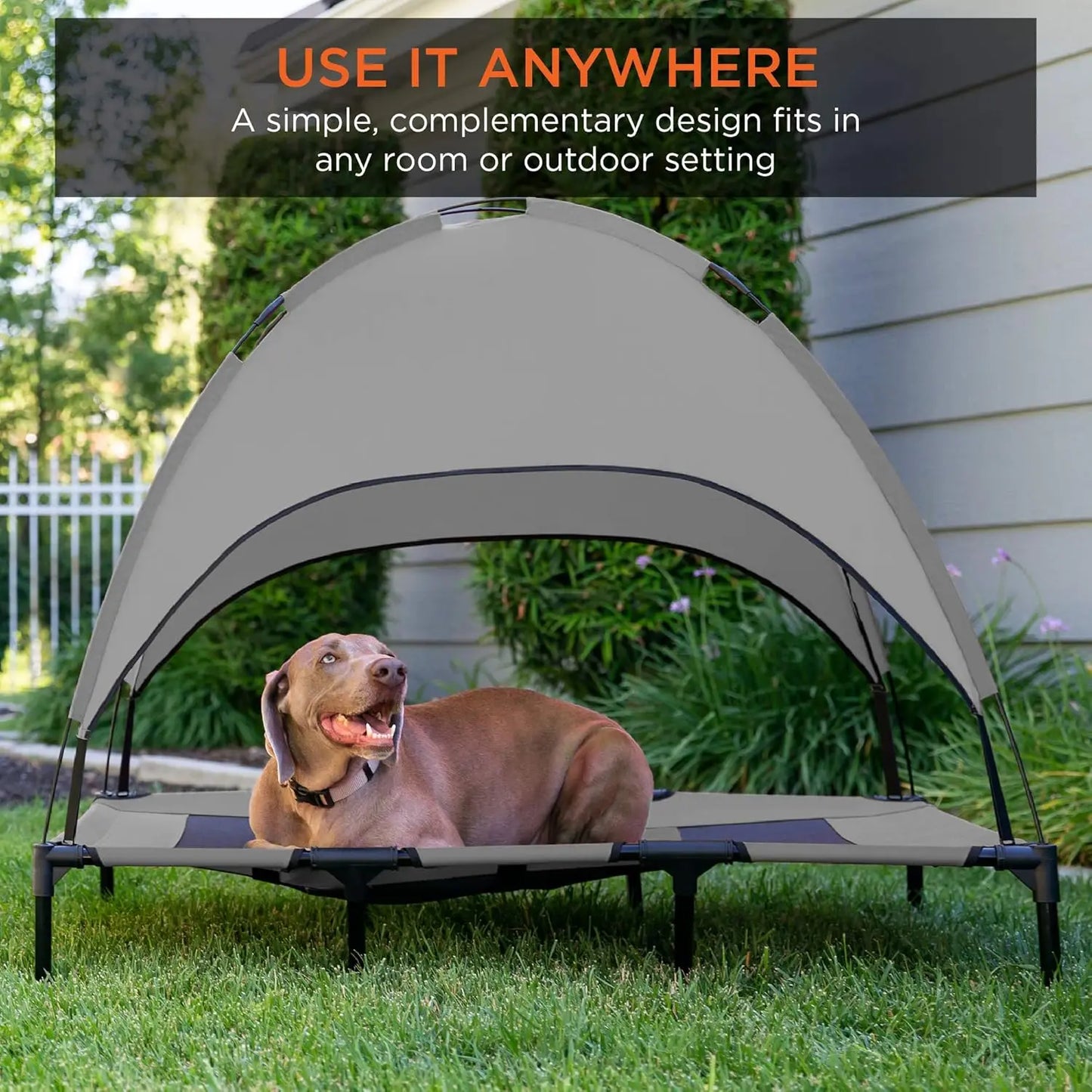 48in Elevated Cooling Dog Bed with Canopy Shade and Carrying Bag