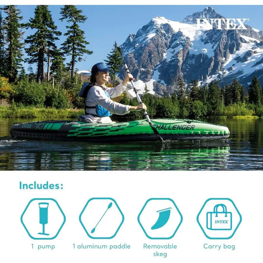 Inflatable Challenger Kayak with Paddles and Pump