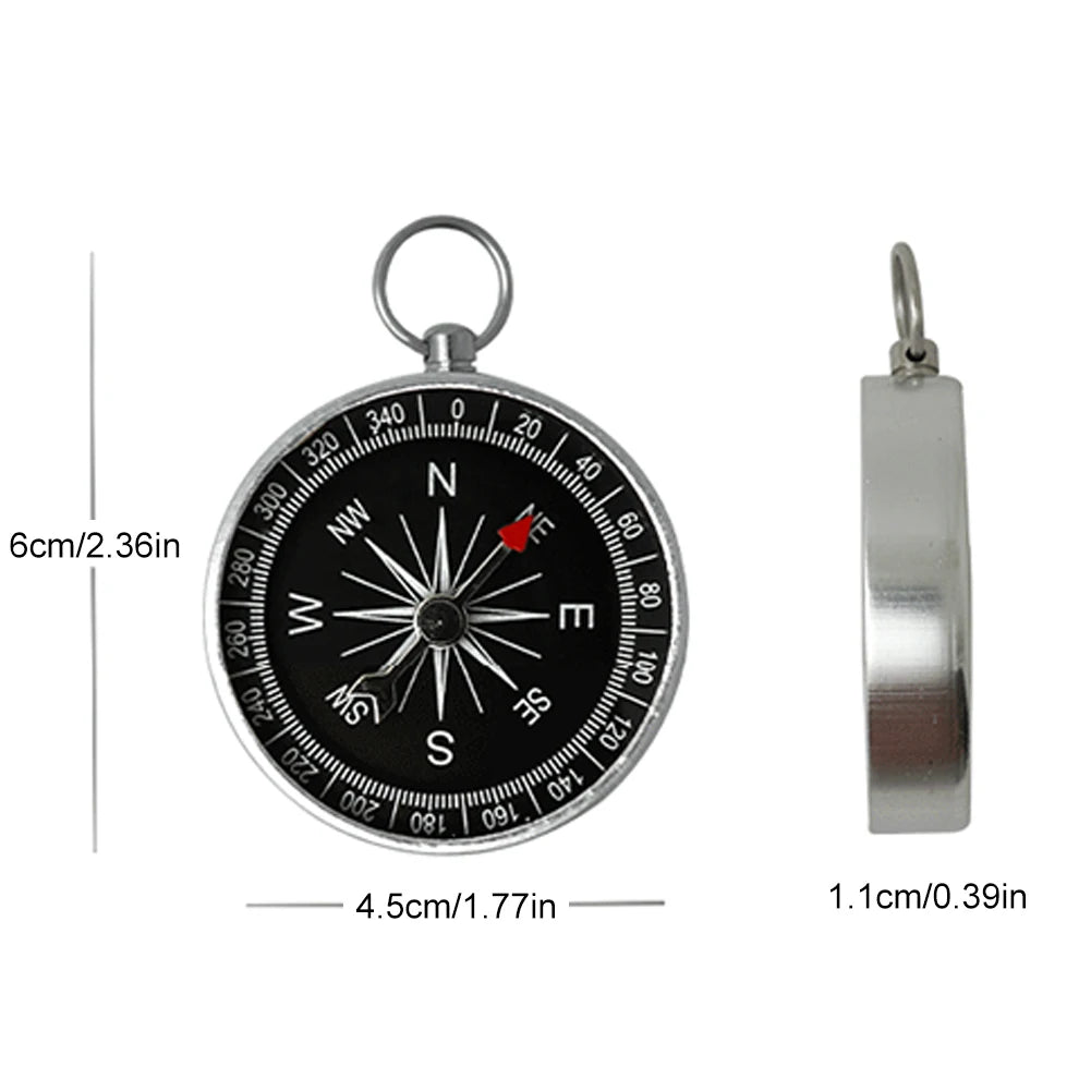 Outdoor Aluminum Alloy Navigation Compass Keychain for Camping and Hiking