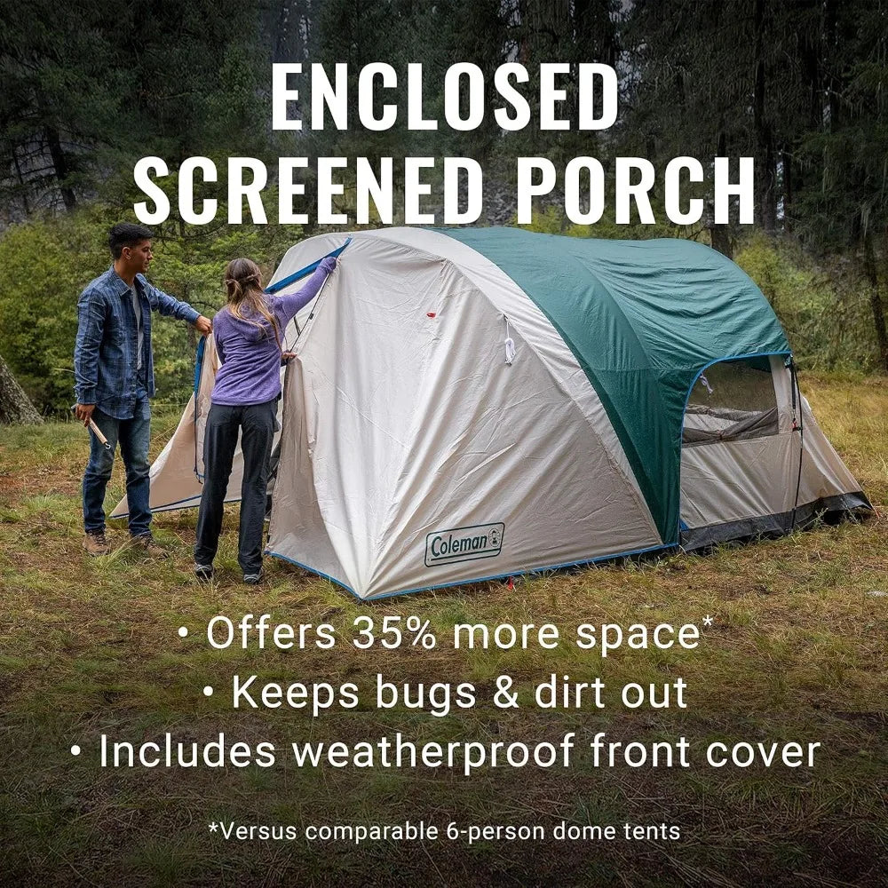 Coleman Weatherproof Cabin Tent with Screened Porch for 4 to 6 People