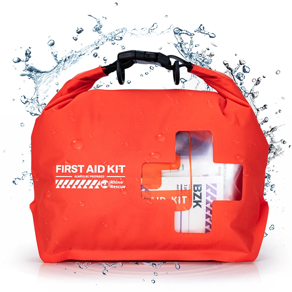 RHINO RESCUE Waterproof First Aid Kit, Lightweight, Emergency Survival Supplies for Outdoor Kayak & Swimming