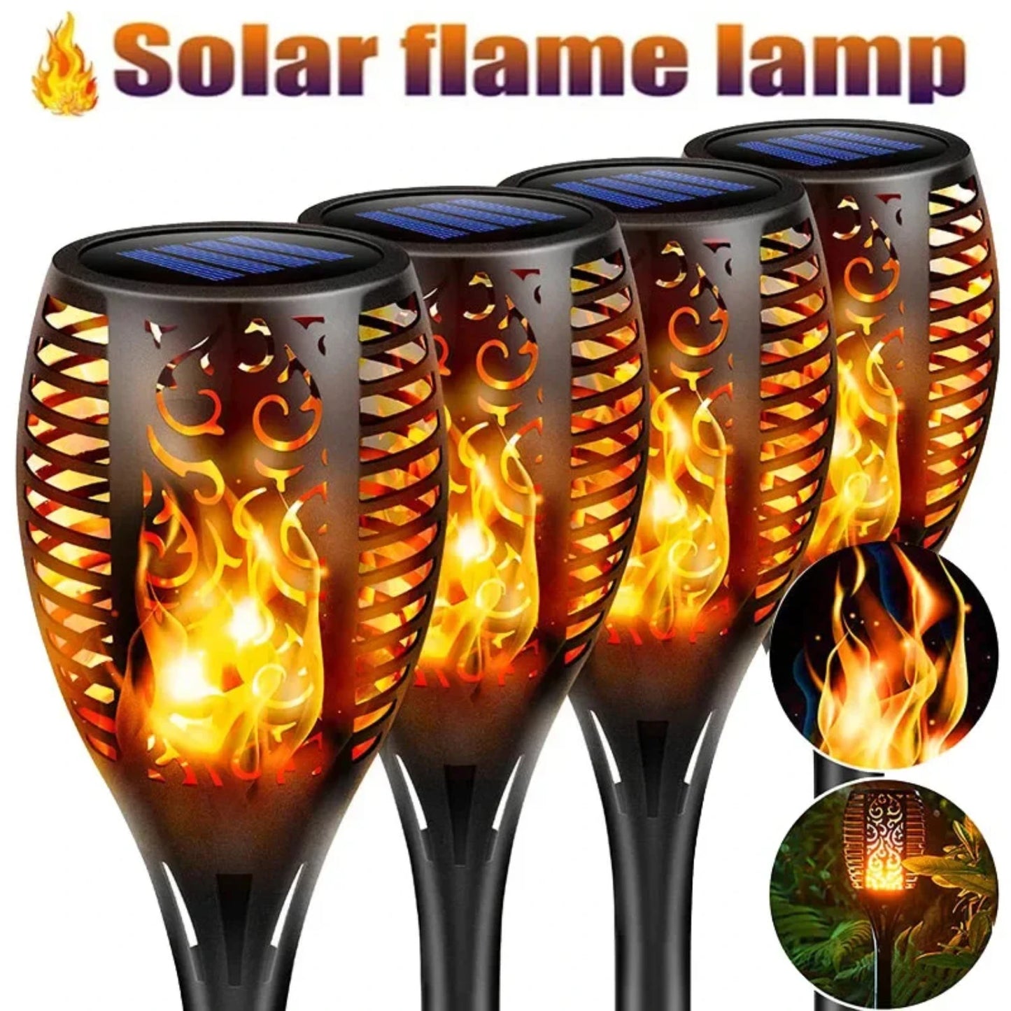 1, 2 or 4 Outdoor Waterproof Solar Torch Lights LED Flickering Flame Lamps