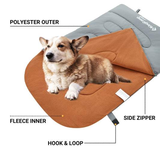 KingCamp Dog Sleeping Bag, Camping Essentials Pet Bed With Storage Bag For Indoor Outdoor Travel Hiking Backpacking