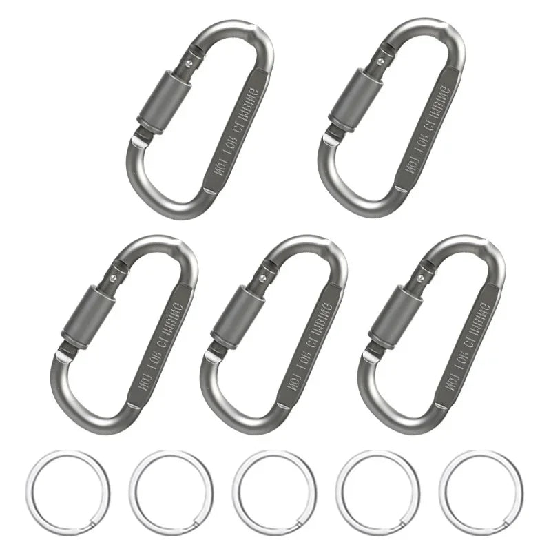 5PCS Aluminum Carabiner Clip Set for Camping, Hiking, and Keychains