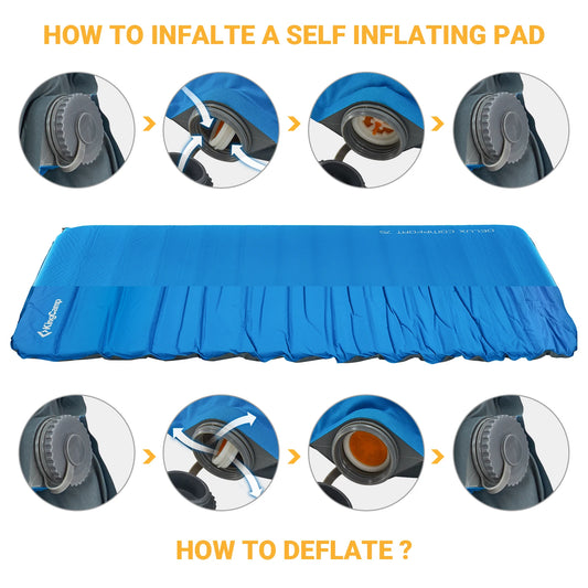 Self Inflating Insulated Camping Mattress Pad