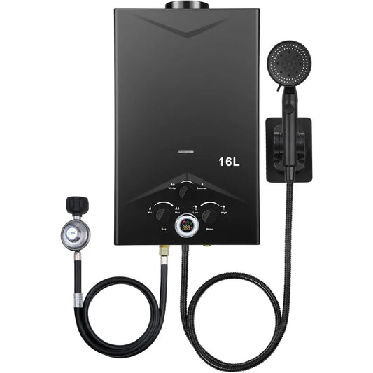 Portable Outdoor Gas Water Heater with Digital Display, Instant Hot Water
