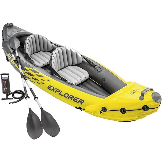Two Person Inflatable Kayak Set with Oars and Pump