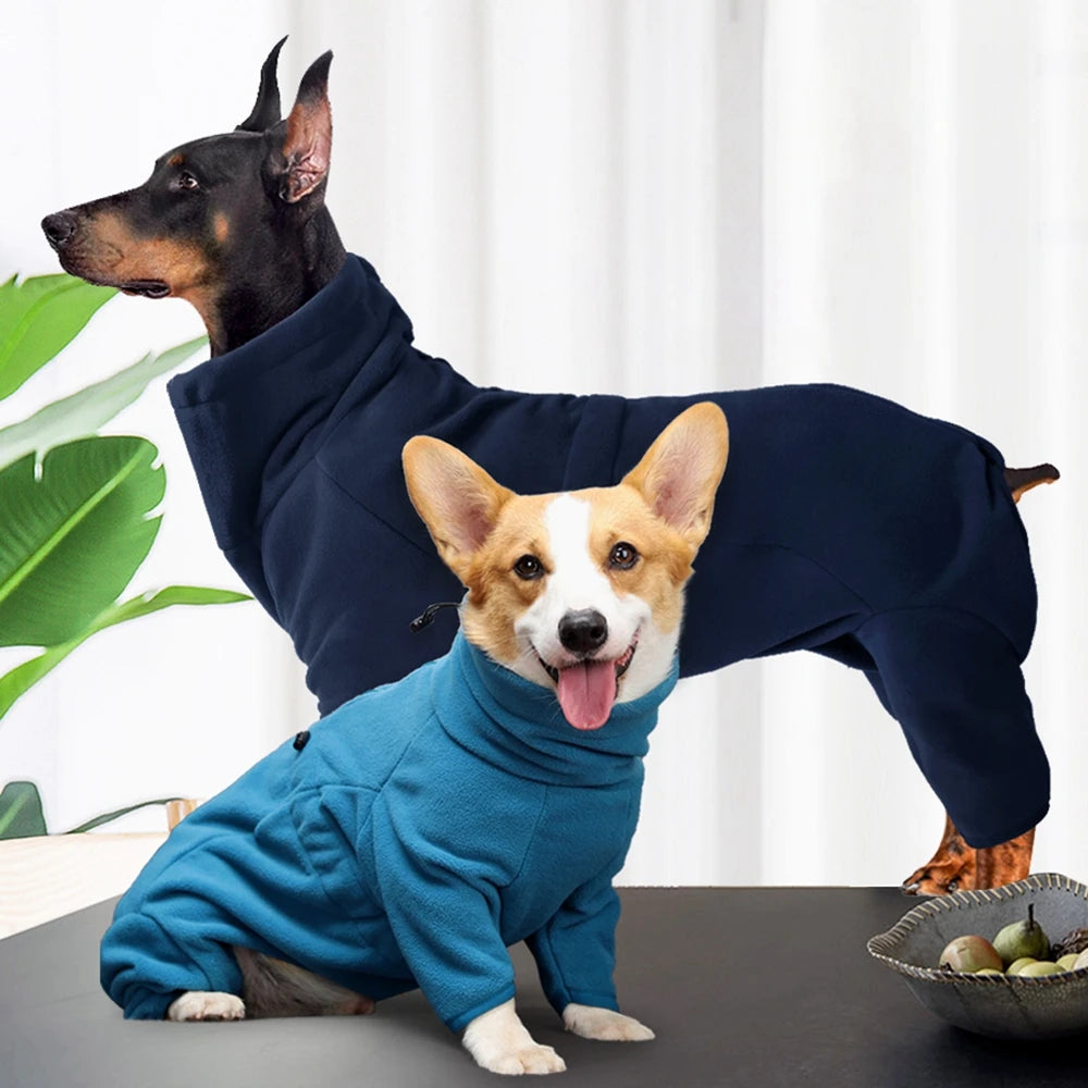 Winter Warm Dog Fleece Coat Adjustable Hoodie