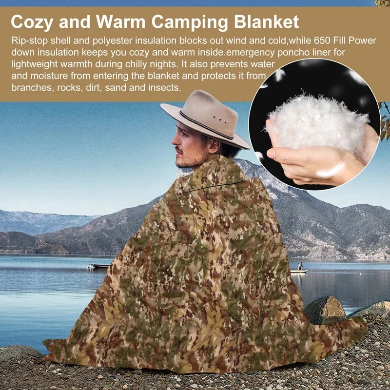 Military Poncho Liner Water-Resistant Quilted Blanket