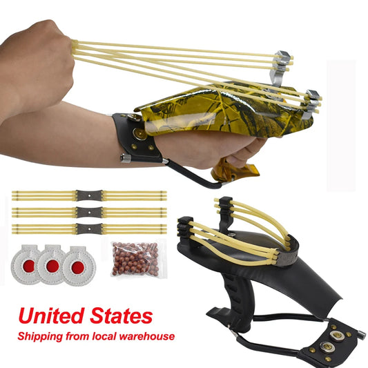 Professional High Power Metal Hunting Slingshot with Hand Guard Black and Gold