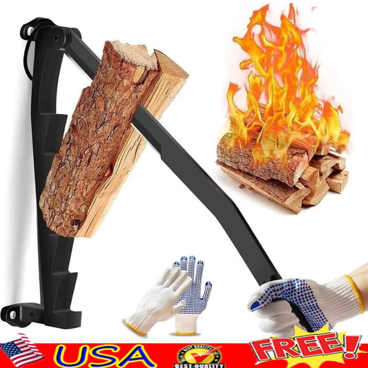 Portable Tree/Wall-Mounted Kindling Splitter – Carbon Steel Firewood Cutter