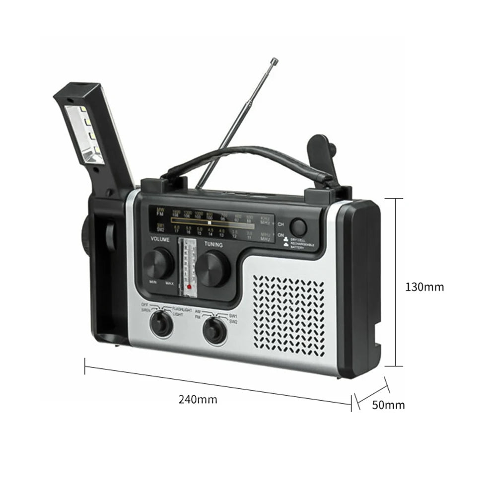 Solar Hand Crank Emergency Radio with AM/FM/SW, Flashlight & 2000mAh Power Bank