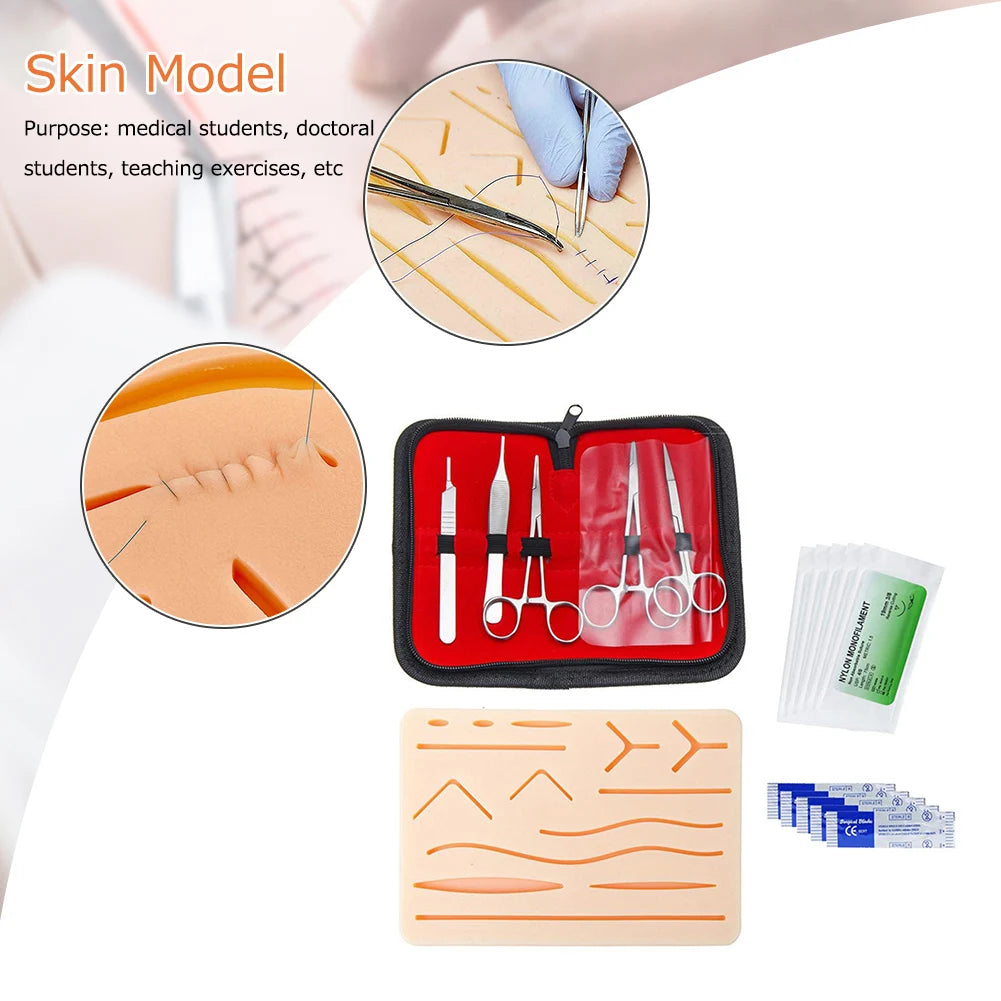 Medical Suture Practice Kit with Simulated Skin and Surgical Training Tools