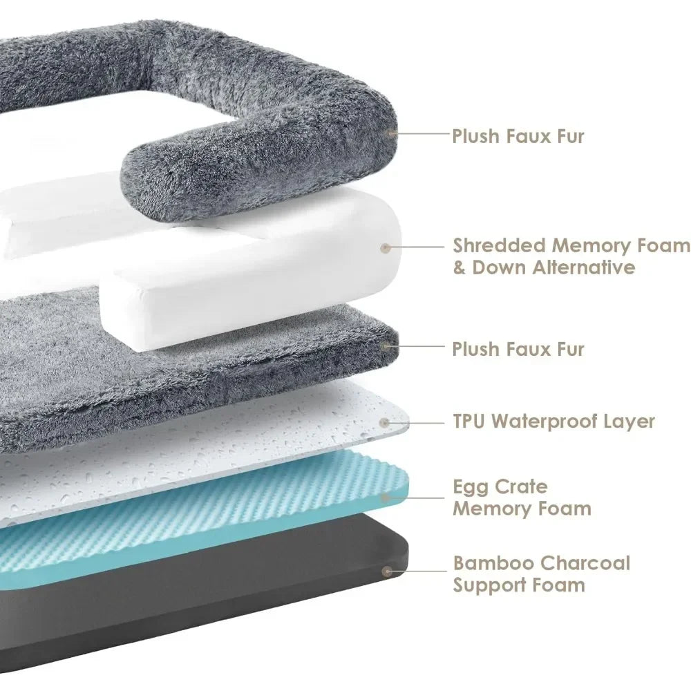 Foldable Orthopedic Memory Foam Human/Dog Bed Waterproof