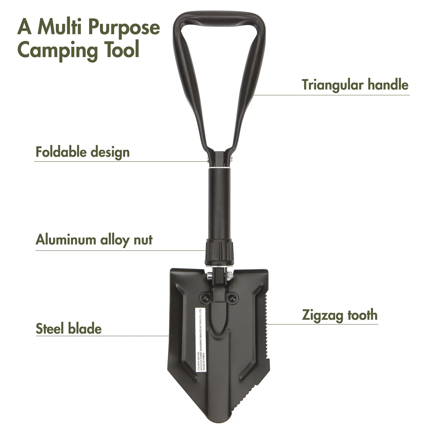 Heavy Duty Steel Folding Black Shovel