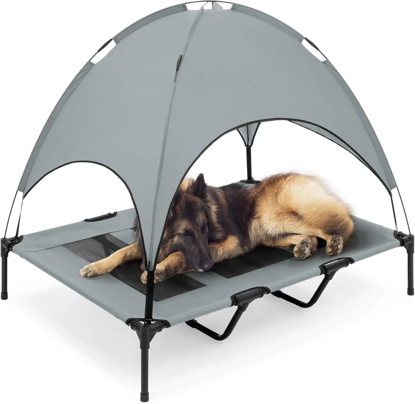 48in Elevated Cooling Dog Bed with Canopy Shade and Carrying Bag