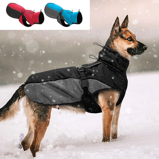 Waterproof Large Dog Jacket Warm Reflective Raincoat for Medium & Large Dogs