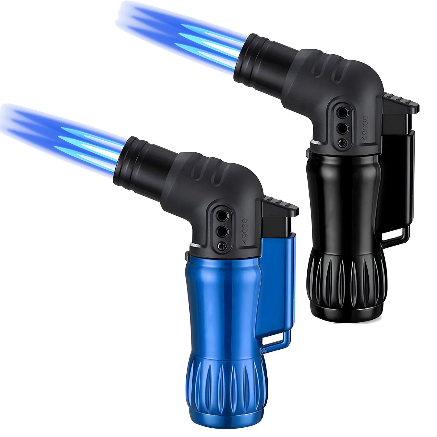2pcs/Set Triple Jet Flame Torch Lighter Bend Head Design Refillable Butane Gas, Jet 3 Flame Windproof (Without Butane)