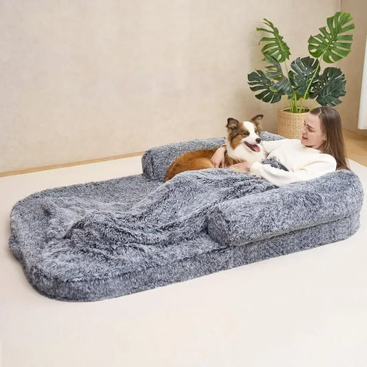 Foldable Orthopedic Memory Foam Human/Dog Bed Waterproof