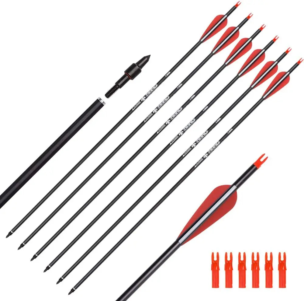 Carbon Hunting Arrows for Compound Bows 26 to 30 Inch Pack of 6 or 12