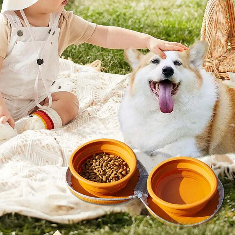 Foldable Non Slip Travel Dog Bowl for Food and Water