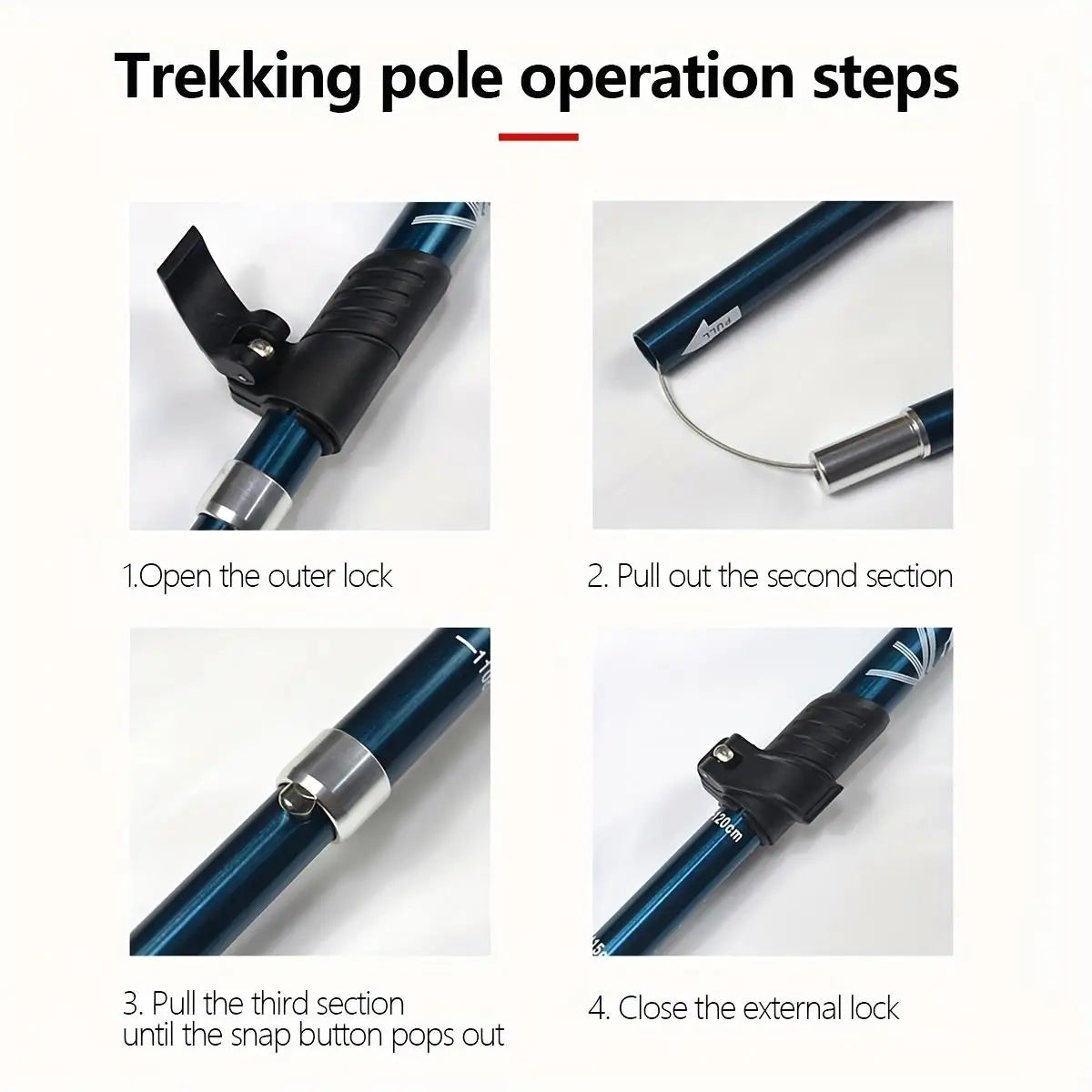 Lightweight Collapsible Trekking Poles for hiking - Adjustable Walking Sticks for men & for women