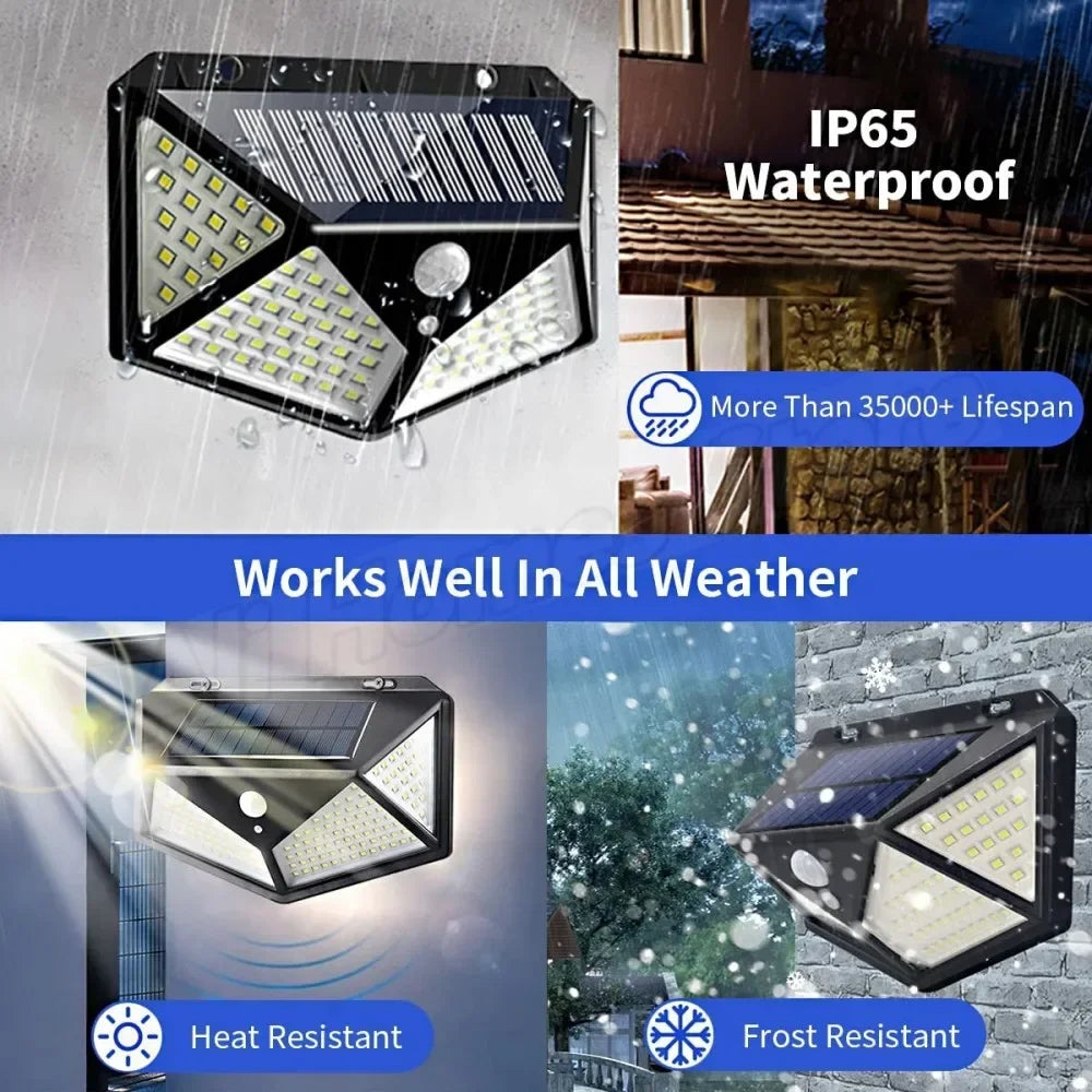 1/2/4 Solar Powered 100 LED Wall Lights for Outdoor & Garden