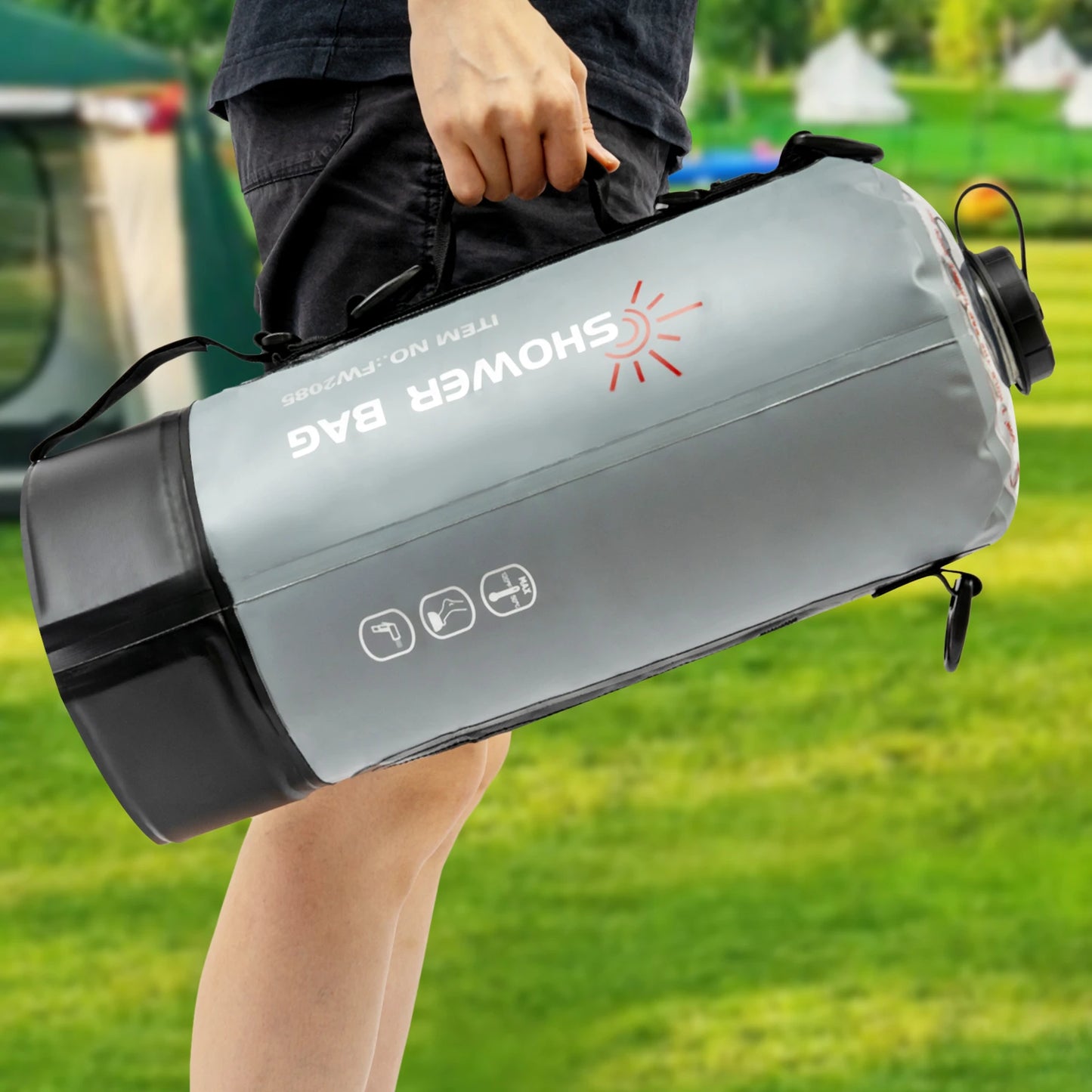 Camping Solar Shower with Pump 3 Gallon 12L Portable Shower Bag with Detachable Hose & Shower Head