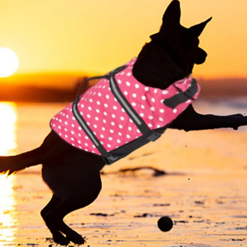 Reflective & Adjustable Life Jacket for Dogs with Rescue Handle for Swimming