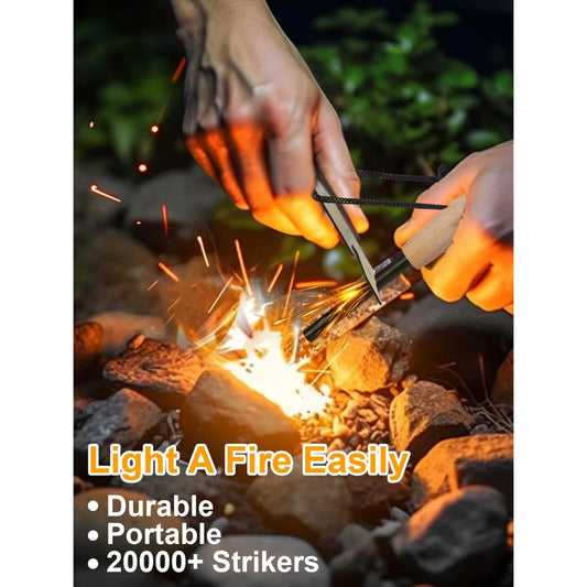 Fire Starter Kit with Magnesium Rod Wick Rope and Bag