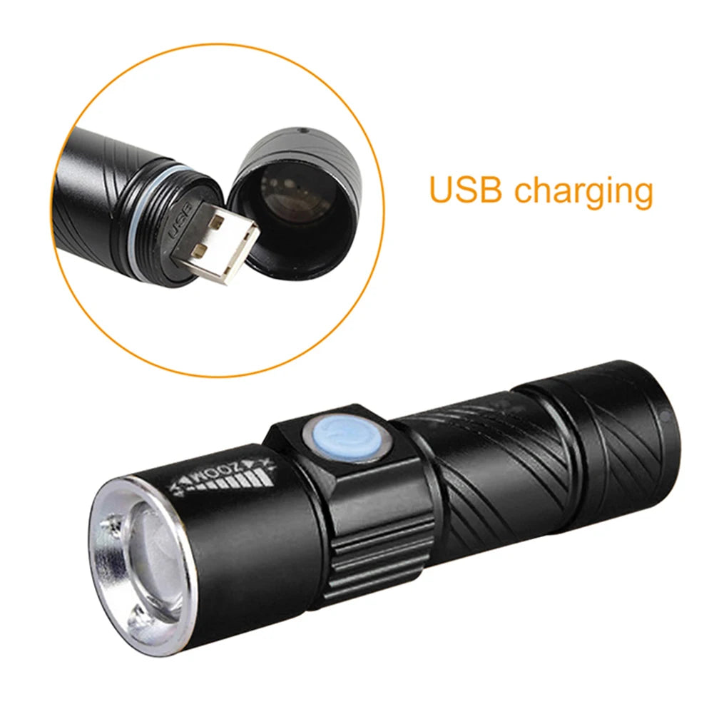 Mini 365nm UV Flashlight USB Rechargeable Blacklight for Pet Stains & Money Detection