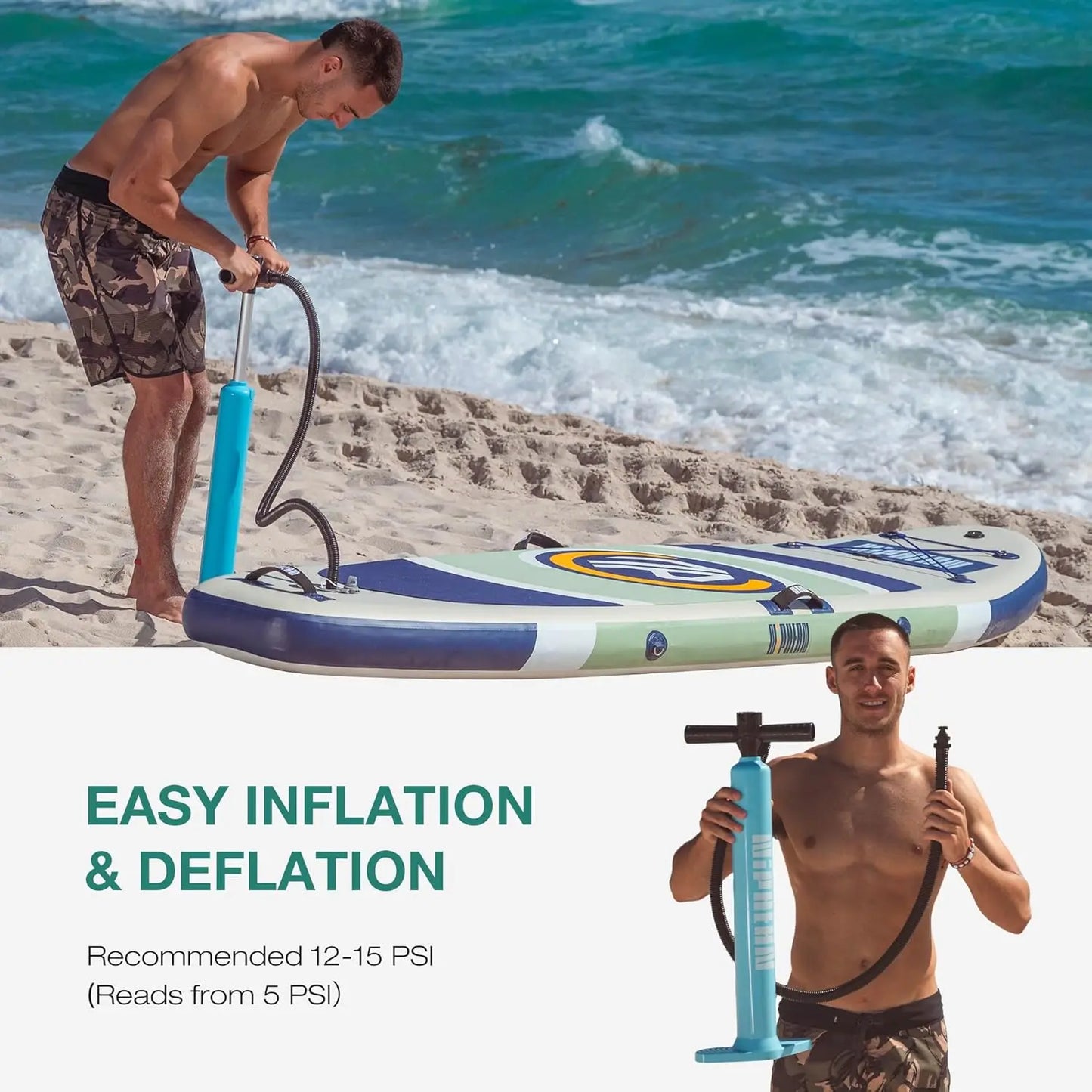10ft Inflatable Paddle Board with Wing Design and Durable Accessories for Adults and Youth