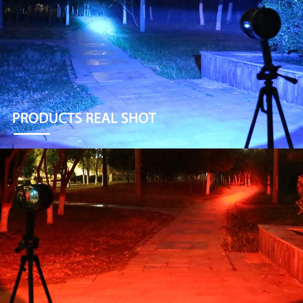 Handheld LED Searchlight with USB and Solar Charging